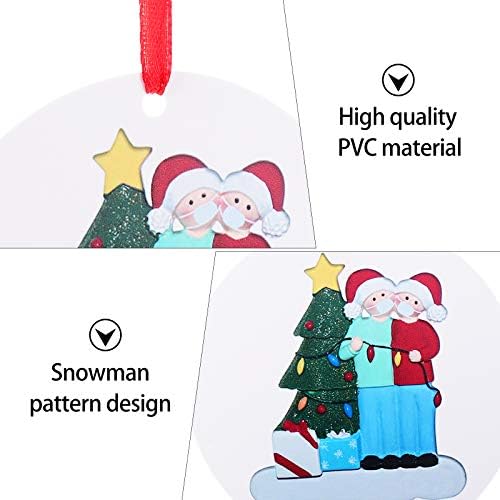 ABOOFAN 2PCS Decoração de pingente de árvore de Natal pendurada sobreviveu o boneco de neve com a festa da capa do rosto