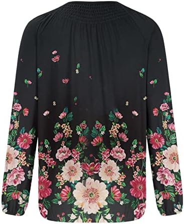 Blusa floral de outono feminino Blusa de manga longa Top Trech