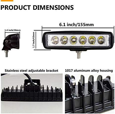 WillPower 2pcs 18W 6 polegadas LED LED Light Spot Spot Linha LED LED BAR