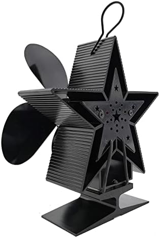 Lynlyn 4 Blades Fan do fogão a calor Black large largro de madeira queimador de madeira eco-fan silencioso lar lareira fã eficiente