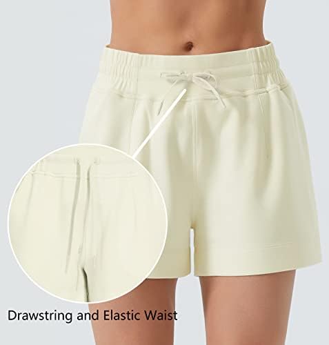 A academia de ginástica feminina shorts de suor de cintura alta de cintura de verão shorts com bolsos