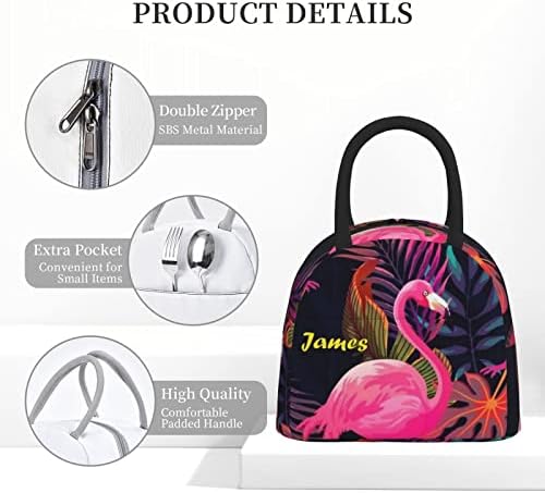 Sunmoyang personalizado lancho de lancheira colorido de flamingo, lancheira personalizada com nome, lancheira isolada