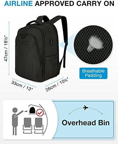 Backpack de laptop de Bagsmart para homens Mulheres viagens de mochila com porta de carregamento USB Cits de 17,3 polegadas Backpack