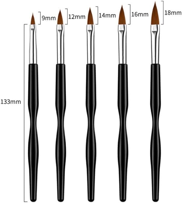 ZSEDP 5pcs/set acrílico em pó de acrílico Brushes de desenho de desenho de unhas Manicure Tool para pintura 3D Padrão de flor Handalista de caneta