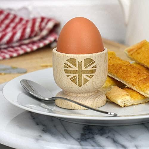 Azeeda 'Union Jack Heart' Copo de ovo de madeira