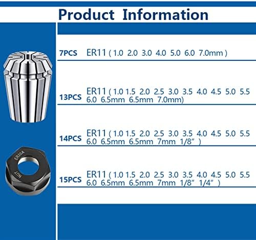 Pikis Spring Collet Er11 Collet Chuck 1-7mm Chuck Spring Spring para gravar o torno de moagem do torno 1set 1set