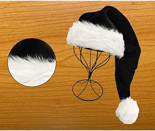 Chapéu preto de Papai Noel para adultos, preto e branco Deluxe adultos chapéu de Papai Noel para o tema de natal preto
