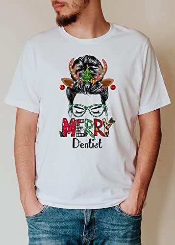 MOOBLA Feliz Natal Camisa Dentista, Dentista Camisas de Natal, Camisa Dentista Higienista Dental, Dentista, Dentista