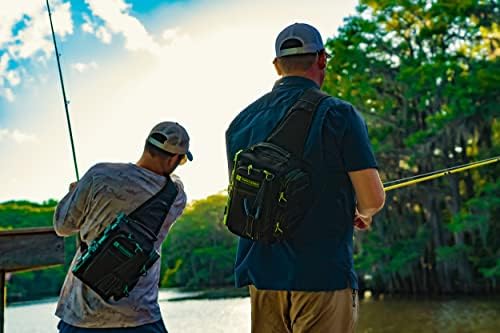 Evolution Fishing Drift Series Sling Pack - verde, tamanho de 3600, mochila ao ar livre com 3 bandejas de tackle de pesca, mosca de