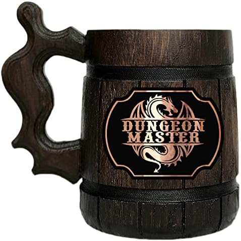 Dungeon Mestre Caneca de Cerveja de Madeira. Caneca D&D personalizada. Caneca para jogadores. Tanque de madeira. Presente para