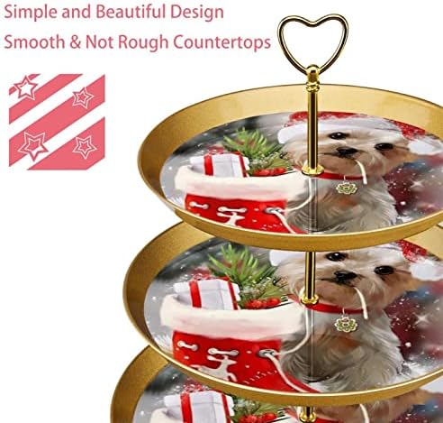 3 Cupcake Stand Cupcake Tower Display Cupcake Helder Sobersert Tree Tower para festas Eventos Décor, Christmas Lovely Dog