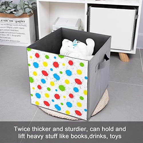 Color Paint Splashes Bins de armazenamento Cubos Organizadores de tecido dobrável com alças Roupes Bag Book Box Toys Basket