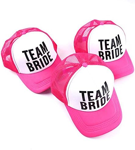 Pacote de 6 pacote rosa Bride Baseball Hats Bachelorette Party Party Bridal Wedding Chuseh Mesh Caps for Women Girls