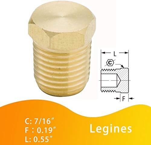 Legines Brass Pipe Tipe Chead Plug, masculino NPT de 1/8 , alta pressão de 1200psi