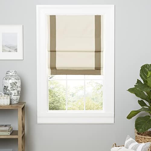 Exclusivo home Frontera Blackout Roman Shade, 27 x64, natural/taupe