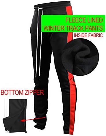 Captura de tela Mens Hip Hop Premium Slim Fit Fit Winter Fleece Pants Florces - Baixo de Jogador Athletic com gravação lateral