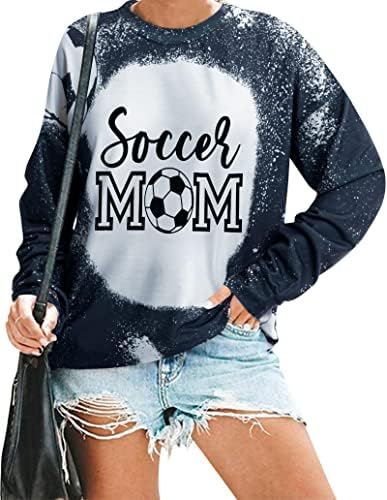 Fayaleq Soccer Mom Sorto para o Futebol Mulher Gráfico de Manga Longa Crew Day Crew Neck Casual Pullover Casual