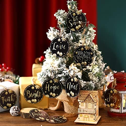 Ornamentos de árvore de natal Desejos de Natal Decorações de madeira Decorações de madeira Alegria Paz redondo de madeira