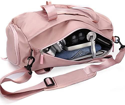 Bolsa de ginástica para mulheres, mochila de treino, sacos de ginástica esportivos com bolso molhado e compartimento de sapatos, rosa