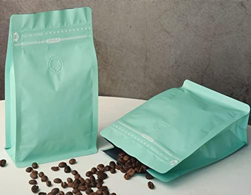 50 peças 0,75 lb Tiffany Blue Coffee Smags com revestimento de alumínio de 50, bolsas de café de alta barreira com