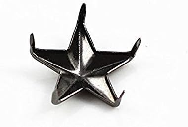 200pcs artes de metal preto pistola 5 pregos pinos estrela spike spot tack rivettes de unha 15x15mm costurar em saco