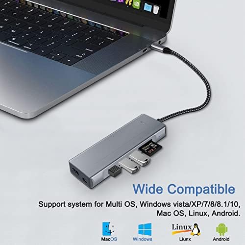 Hub USB-C com o gabinete SSD M.2 NVME/SATA, o adaptador de cubo de 8 em 1 USB C se encaixa no PCIE 3.0 nvME M.2 SSD, HDA SATA de 2,5