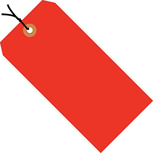 Tags de remessa Aviditi, 6 1/4 x 3 1/8, 13 pt, vermelho fluorescente, com ilhas reforçadas, para identificar ou endereçar itens que