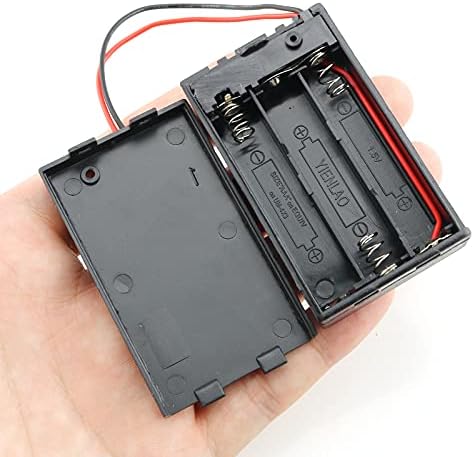 E-Out excelente capa de bateria AAA 4pcs 3 x 1,5V Aaa Battery Case do suporte, 3 slots x 1,5V Caixa de armazenamento de mola de bateria AAA com interruptor liga/desliga e cabos de fio