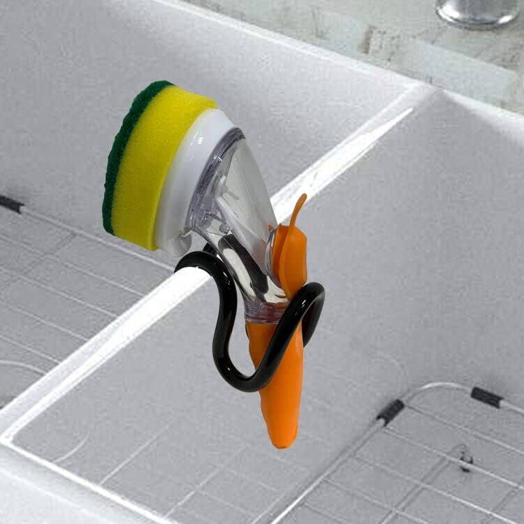 Porta de varinha de prato Caddy ajustável na pia da pia da cozinha, suporte de esponja, porta-escova, suporte para pano