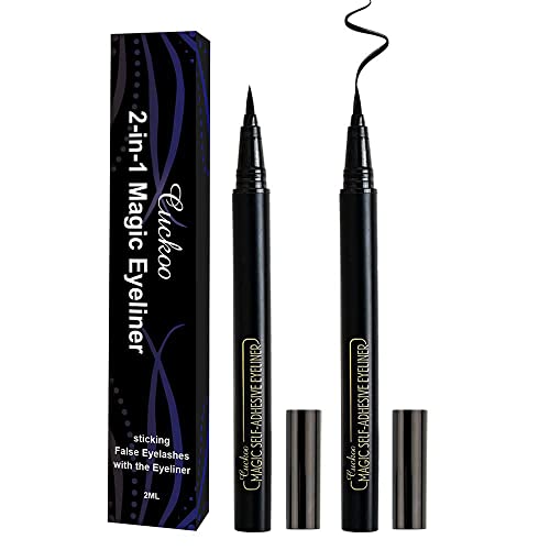 Eyeliner Magic Cuckoo Eyeliner Auto Adesivo, 2 PCs Pen à prova d'água Pen do delineador de Eyeliner Magnético Líquido Black