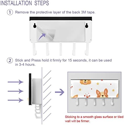 Laiyuhua adesivo colorido ganchos com 5 ganchos e 1 compartimento para armazenamento, perfeito para sua entrada, cozinha, quarto fofo