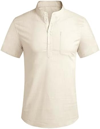 Xxbr linho de algodão masculino Henley camisas