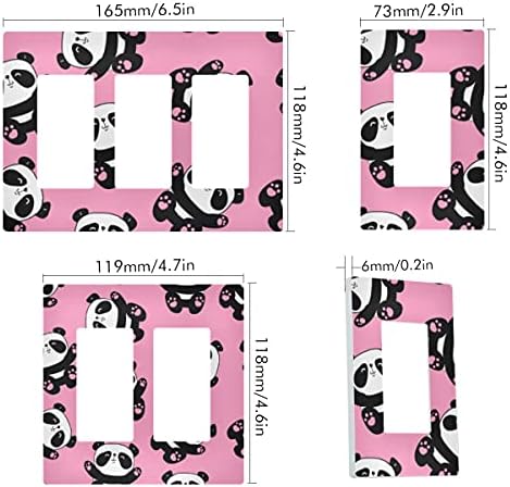 Yyzzh fofo panda bebê desenho animado caractere rosa dupla ganguer switch placa 4,7 x 4,6 para decoração de placa de parede de decoração de placa de decoração de parede