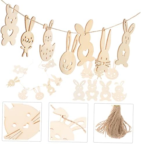 Bestoyard 35pcs coelhinho de páscoa artesanato decoração amadeirada ornamentos caseiros artesanato pendurador de diy artesanato diy materiais diy acessórios de coelho