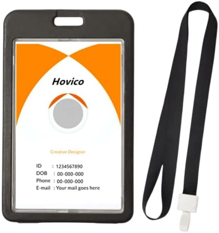 HOVICO ID ID BLIGH STORE com cordão, vertical de dupla face transparente portador de cartões de cartão de identificação do cartão