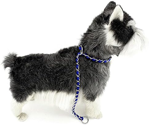 Smalllee_lucky_store de 25 Corrente de metais cromados colarinho de deslizamento para cachorro grande, médio, azul