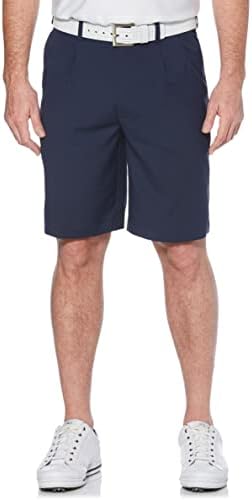 PGA Tour Men Double Pleat Golf Short com cintura ativa, 9 de sela