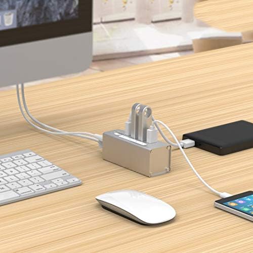 Chysp Aluminium 4 Port USB3.0 SPLITTER USB HUB SUPORTE BC1.2 Charging com o adaptador de energia 12V2A para acessórios