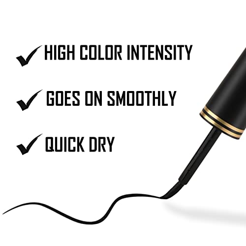 BOOBEEN Black Eyeliner Liquid, caneta de delineador à prova d'água com ponta de escova de precisão, crie maquiagem de delineador