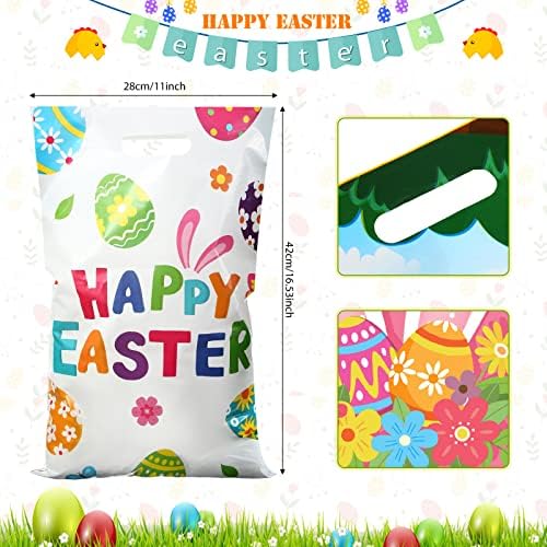 72 peças Páscoa sacos de presente Plástico Páscoa grande sacos de tratamento de Páscoa para crianças Reutiliza Rabbit Bunny Easter Goodie