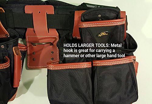 CLC Custom Leathercraft 51452 4 peças Top da linha Pro Framer's Tool Belt, preto, marrom, 29 –46