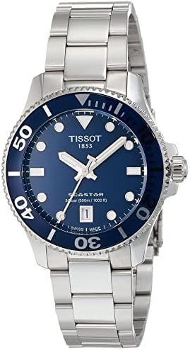 Tissot Unissex Seastar 1000 36mm 316L Caixa de aço inoxidável Relógio de quartzo, cinza, aço inoxidável, 18