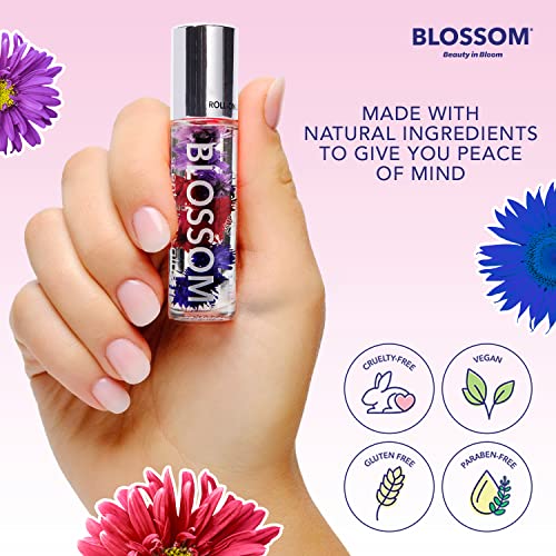 Blossom Scent Roll on Lip Gloss, infundido com flores reais, feitas nos EUA, 0,40 fl oz, 2 pacote, goma de fruta/bolha da ilha