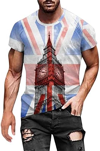 BMISEGM Summer Tshirts Shirts for Men Mens Summer Independence Day Moda 3D Impressão digital camiseta masculina V Neck T.