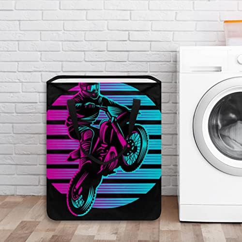 Motor Motor Man Homem estampa de lavanderia dobrável, cestas de lavanderia à prova d'água de 60l de lavagem de roupas de roupas de roupas para o dormitório quarto do banheiro