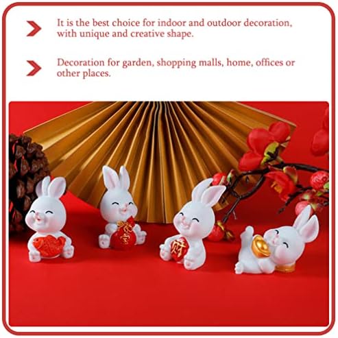Abofan coelhinho miniatura Rabit Figuras 6pcs Mini Bunny Figuras Miniatura Ornamento de Coelho do Ano do Zodíaco para