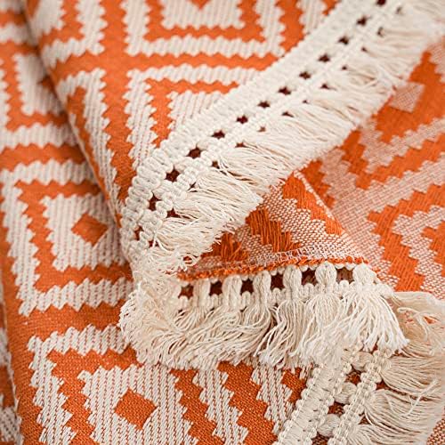 Toca de mesa de retângulo Neelvin bordado grosso bordado com textura Tassel Linhagem de linho de algodão