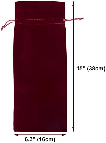Toptie 12 PCs Velvet Gift Sachs para garrafa de vinho 750ml, 6,3 x 15 polegadas sacos de traços, acessórios para festas