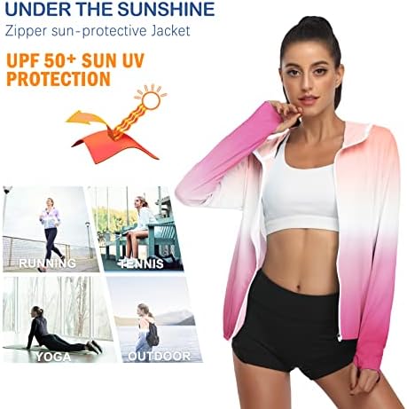 Dayoung Womens UPF 50+ UV Protection Sun Running Caminhadas ao ar livre Camiseta com capuz de manga comprida