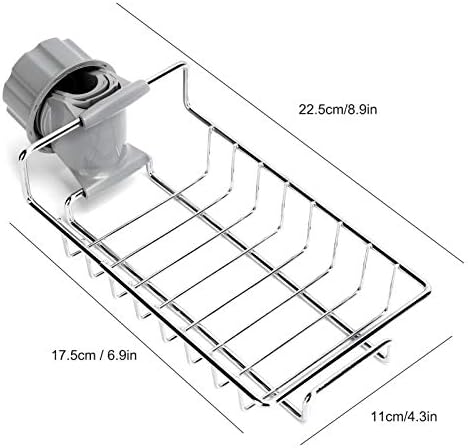Organizador de caddy de pia, porta -espátula de torneira de cozinha, aço inoxidável pendurado em serviço de drenagem de torneira